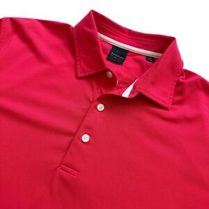 Dunning Golf Polo Shirt Mens M Red Solid Short Sleeve Stretch Pique Lightweight